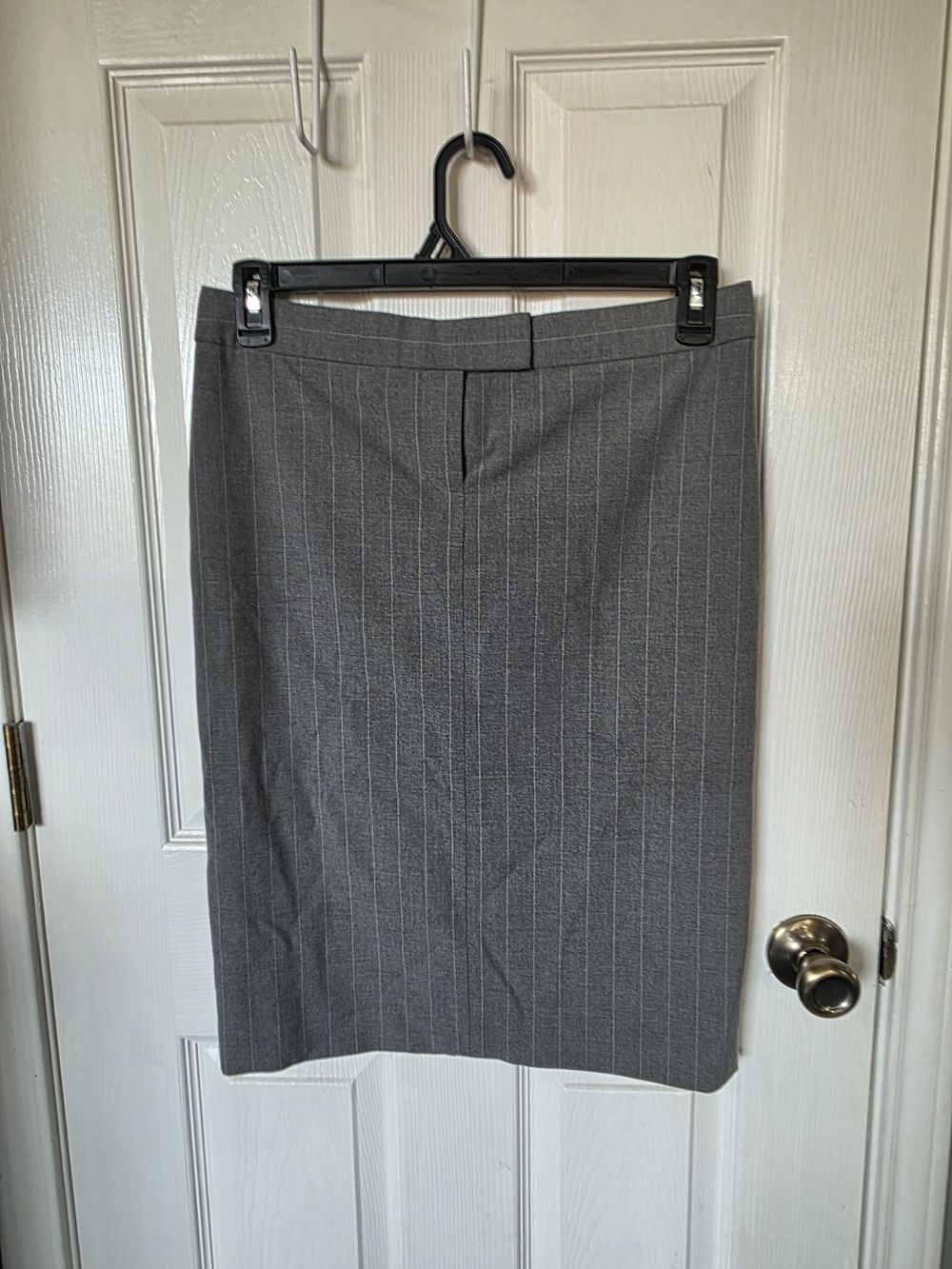 Women's Gray Pinstripe Pencil Skirt - Tailored Office Style
